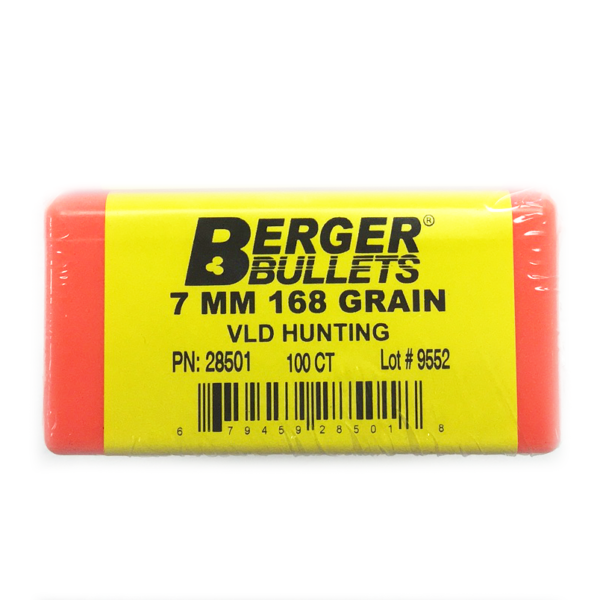 Berger Bullets - 7 mm, 168 GR, Match VLD Hunting (Qty 100)